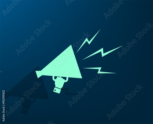 Vector illustration with shadow on blue background with gradient