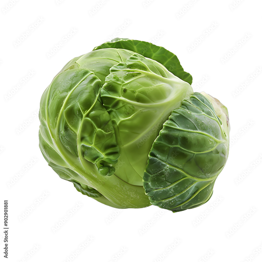 Fototapeta premium [Transparent Background PNG]Fresh Green Brussels Sprout Isolated on White Background