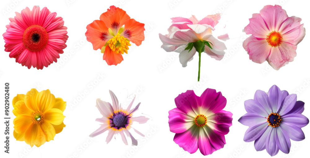A set of various flowers isolated on a transparent background, including sunflowers and daisies, chrysanthemums and orchids, roses and lilies A set of various flowers isolated on a transparent background, including sunflowers and daisies, chrysanthemums and orchids, roses and lilies