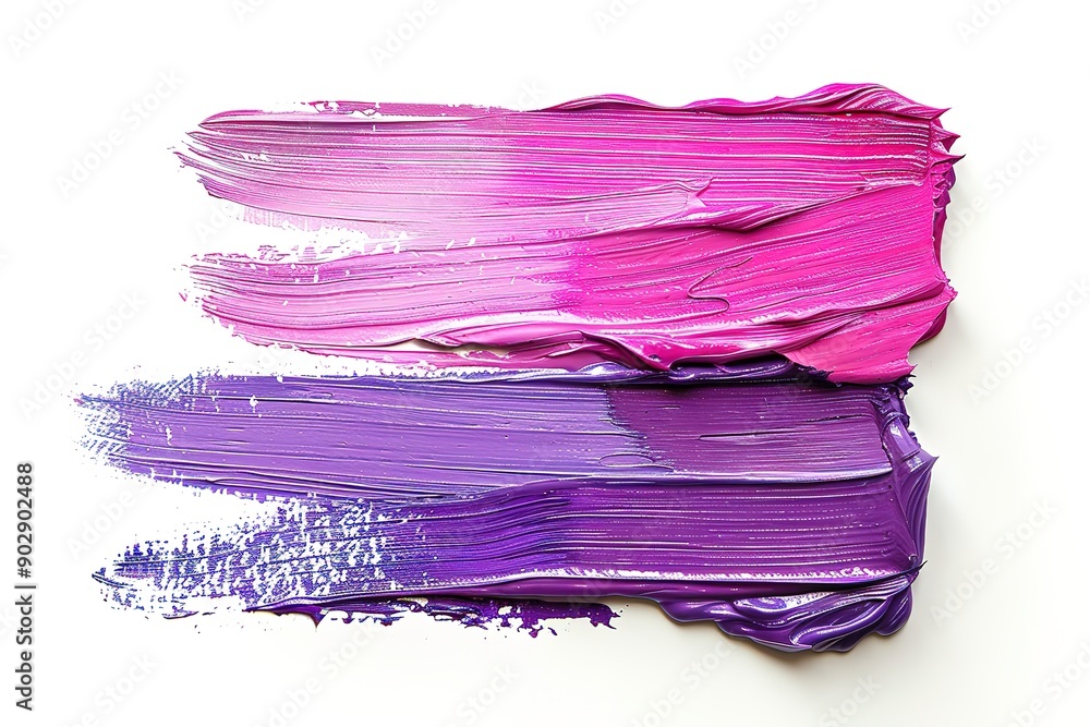 Cute purple paint brush strokes on a white background isolated. Colorful face cream swatches Cute purple paint brush strokes on a white background isolated. Colorful face cream swatches