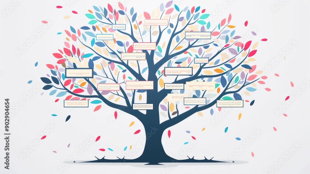 Colorful family tree template with blank cells on a light background. Concept Family Tree, Colorful Design, Blank Cells, Light Background Colorful family tree template with blank cells on a light background. Concept Family Tree, Colorful Design, Blank Cells, Light Background