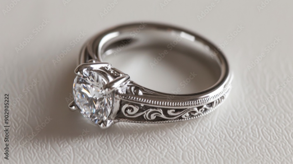 Diamond Engagement Ring with Floral Design. Diamond Engagement Ring with Floral Design.