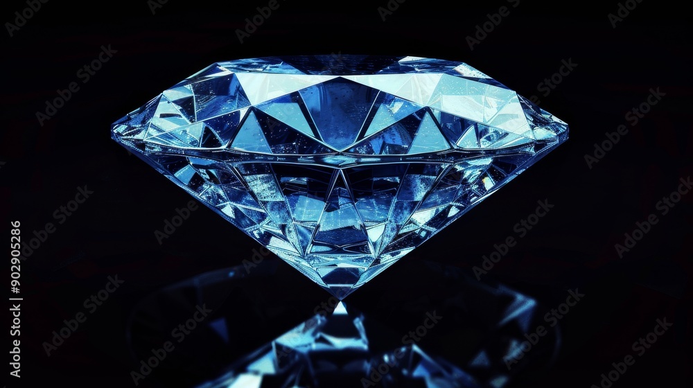 Blue Diamond on Black Background. Blue Diamond on Black Background.