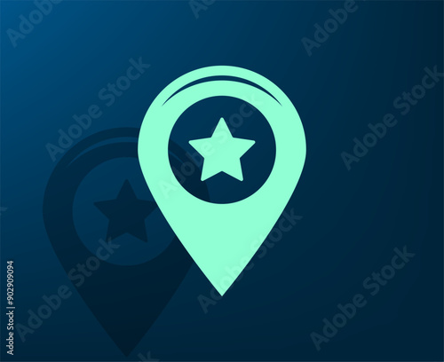 Vector illustration with shadow on blue background with gradient