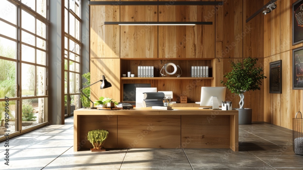 Modern Wooden Office Interior Design. Modern Wooden Office Interior Design.
