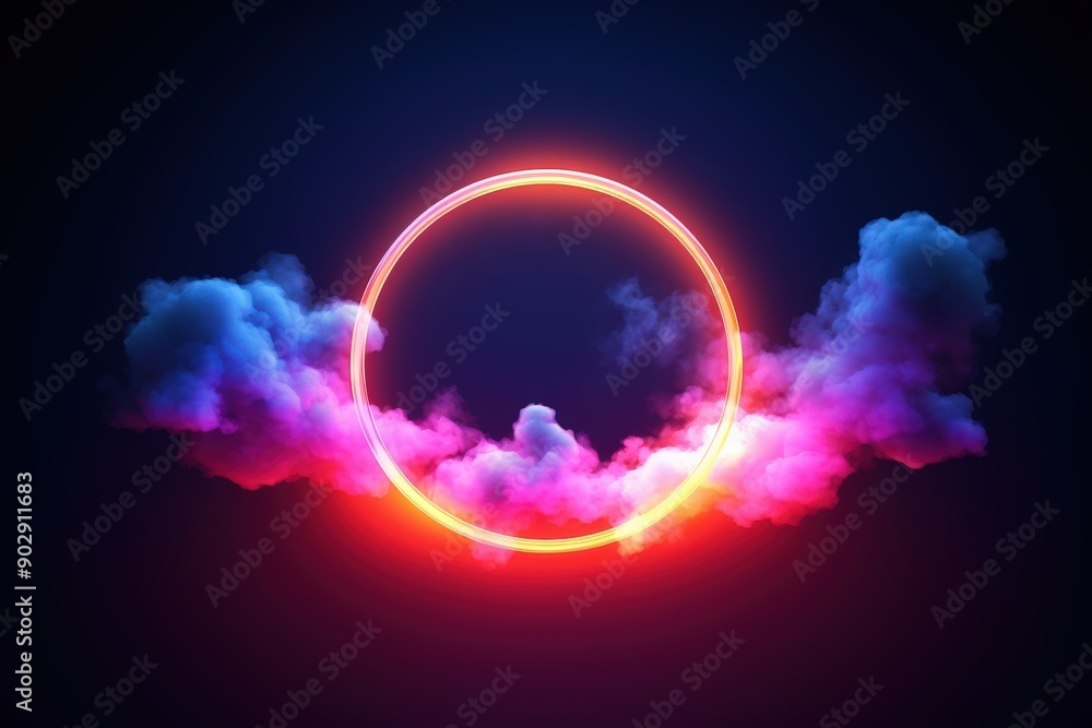 Obraz premium Neon Circle with Smoke