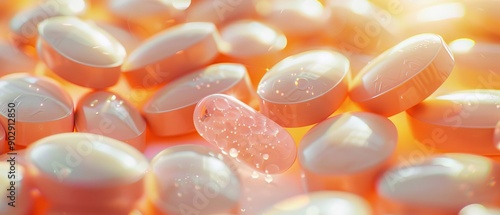 Close-up of glucosamine and chondroitin tablets, Nutritional supplements, Supporting joint health photo