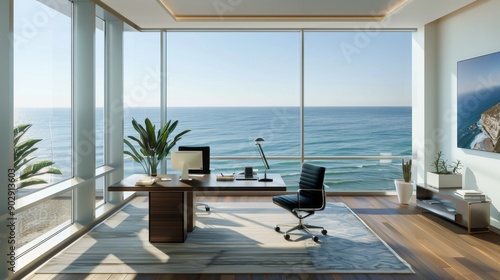 Modern Office with Ocean View.
