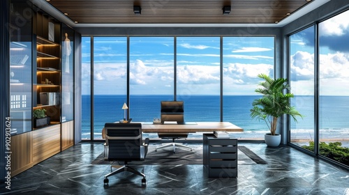 Modern Office with Ocean View.
