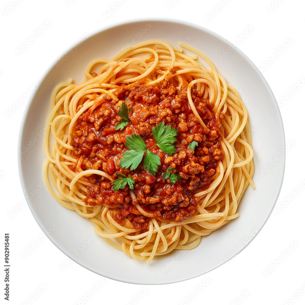 Spaghetti on a white plate with a transparent background Spaghetti on a white plate with a transparent background