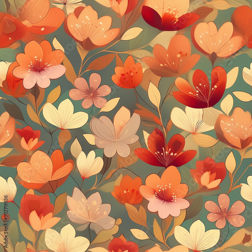 seamless spring flower pattern, spring floral, colorful flower
