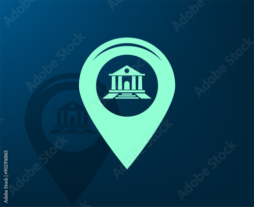 Vector illustration with shadow on blue background with gradient