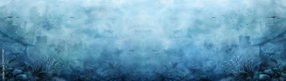 Enchanting underwater scene with coral and marine life, showcasing the serenity and beauty of the aquatic world in a blue hue. Enchanting underwater scene with coral and marine life, showcasing the serenity and beauty of the aquatic world in a blue hue.