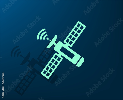 Vector illustration with shadow on blue background with gradient