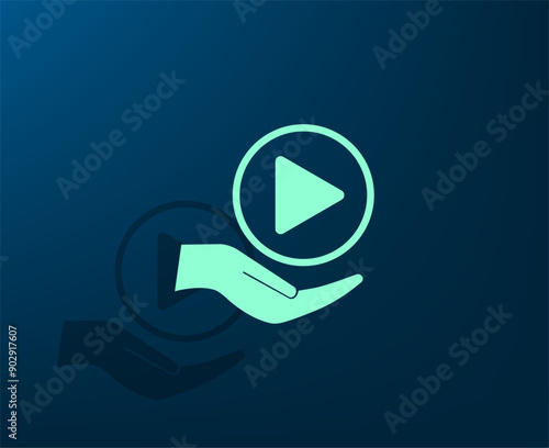 Vector illustration with shadow on blue background with gradient