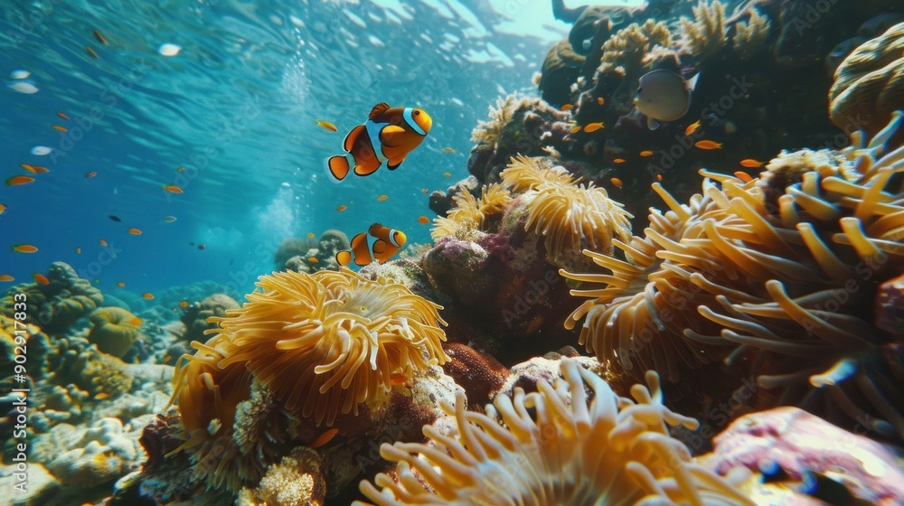 Clownfish and Coral Reef Underwater Clownfish and Coral Reef Underwater