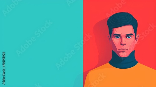 Brave face, hidden pain and sorrow, flat design illustration