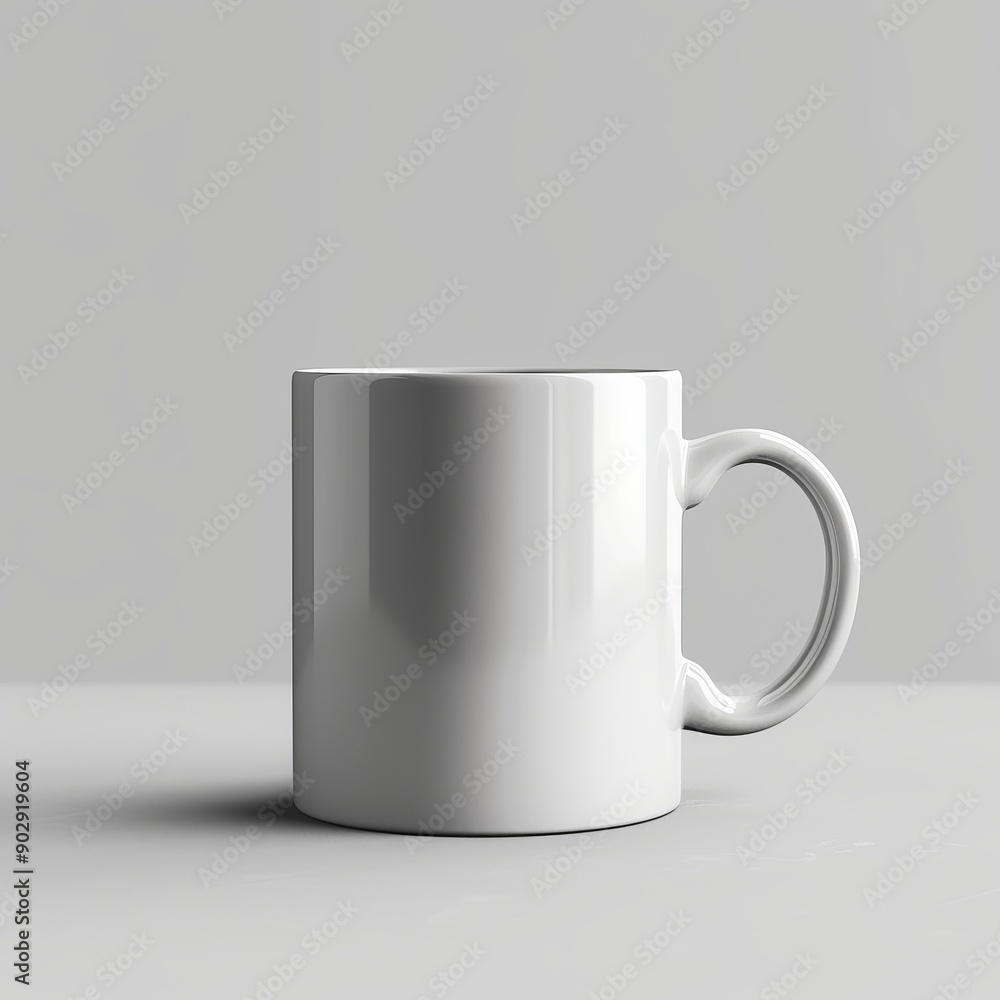 White ceramic mug with a handle, isolated on a white background. Perfect for showcasing your design or brand. White ceramic mug with a handle, isolated on a white background. Perfect for showcasing your design or brand.
