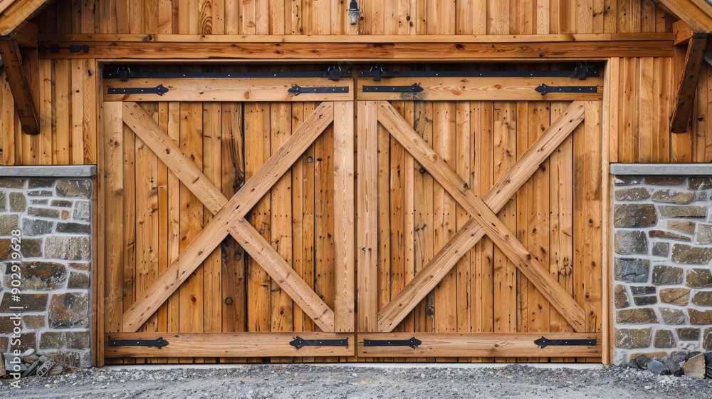 Naklejka premium Doors made of wood for barns and stables