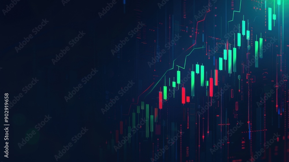 innocence stock market candlestick chart background with green and red ...