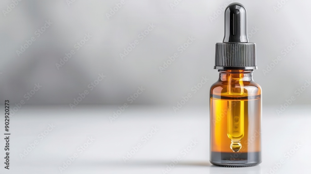 Retinol oil being applied to gel in a dropper bottle, captured in action, antiaging focus Retinol oil being applied to gel in a dropper bottle, captured in action, antiaging focus