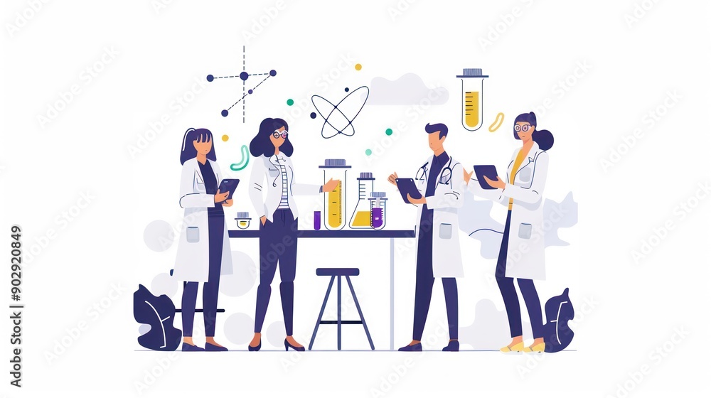 A scientist explaining biotechnology applications to colleagues A scientist explaining biotechnology applications to colleagues