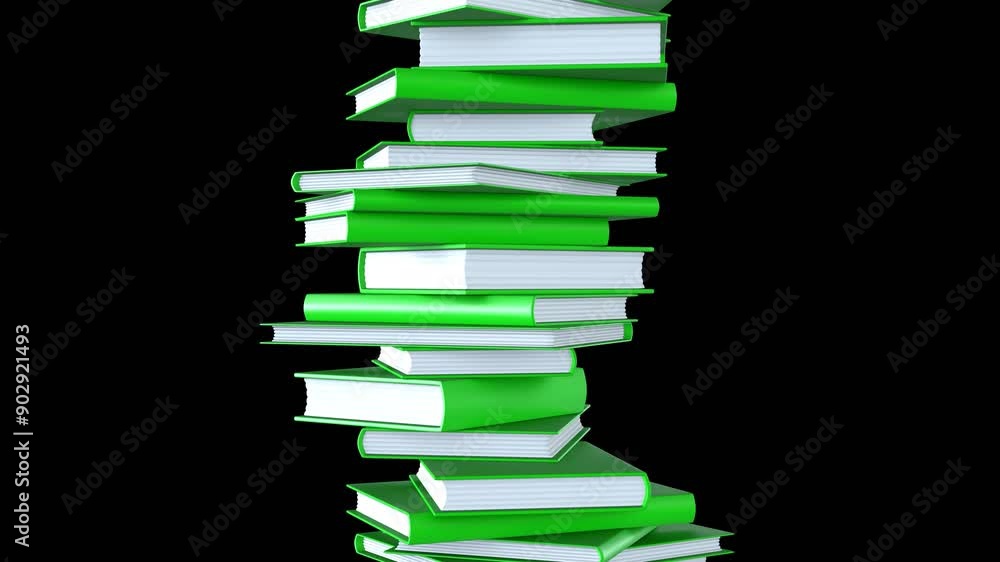 Stacked green books isolated on black background.
Loop able 3d animation for background. Stacked green books isolated on black background.
Loop able 3d animation for background.