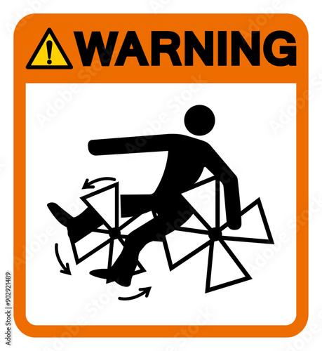 Warning Rotating Paddles Will Crush Entangle Or Amputate Symbol Sign, Vector Illustration, Isolate On White Background Label .EPS10