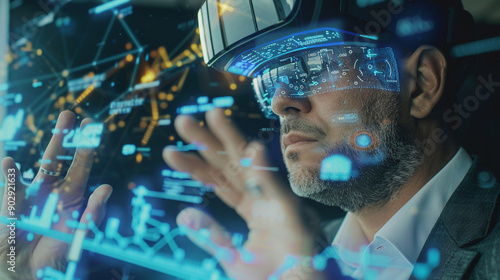 Obraz na płótnie Business executive working with augmented reality data