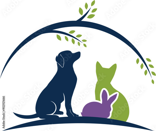 dogs cat rabbits pets care logo design