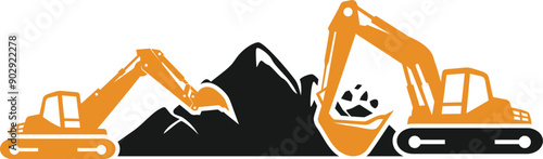 excavator Logistics tracking and transport logo design