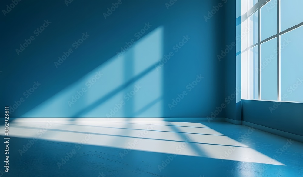 Obraz premium Blue gradient background, empty room studio for product display presentation and design with light shadow effect.