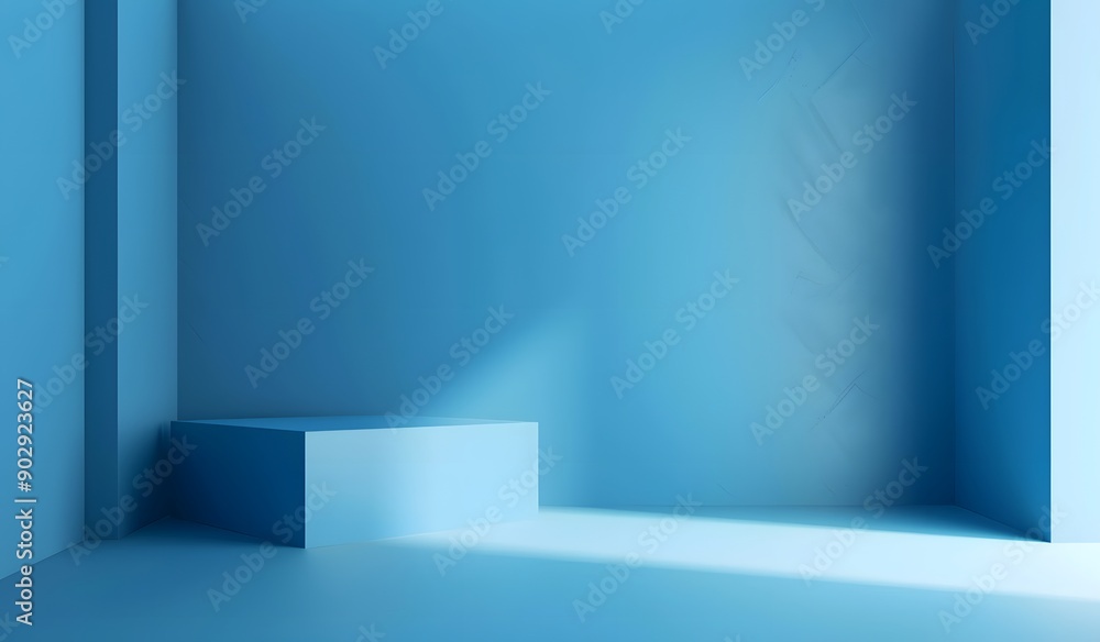 Obraz premium Blue gradient background, empty room studio for product display presentation and design with light shadow effect.