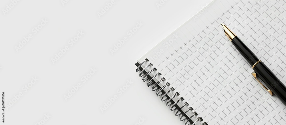 White background featuring a notepad and pen perfect for adding text or designs a versatile copy space image White background featuring a notepad and pen perfect for adding text or designs a versatile copy space image