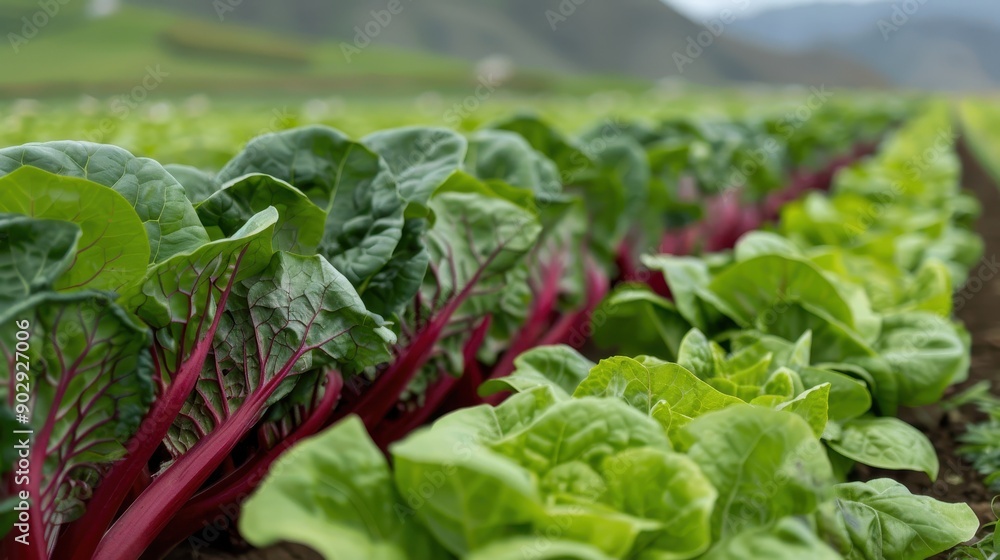 A thriving vegetable field with various lush green crops, exhibiting the richness and productivity of agricultural land and the beauty of sustainable farming practices. A thriving vegetable field with various lush green crops, exhibiting the richness and productivity of agricultural land and the beauty of sustainable farming practices.