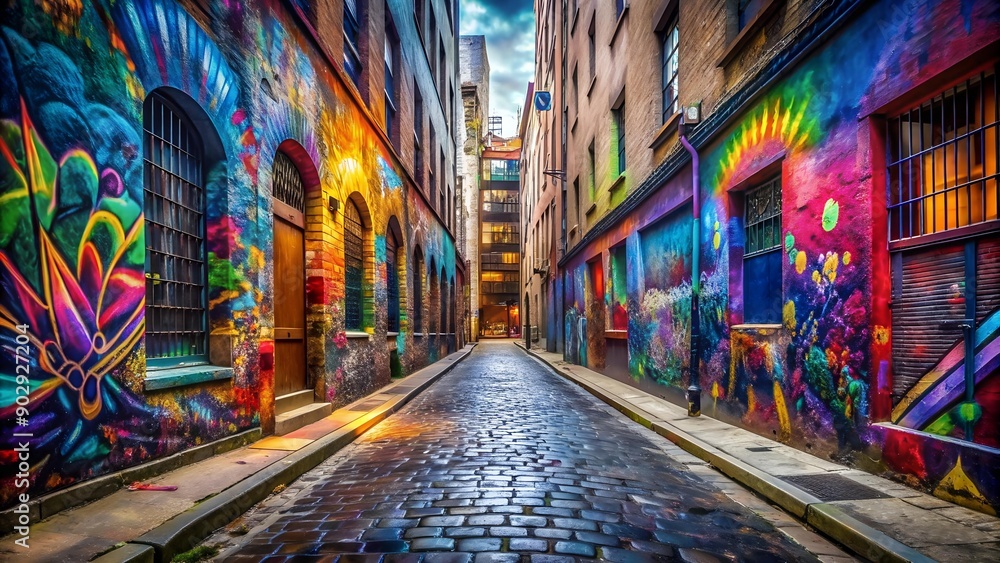 Vibrant Abstract Echoes in Hosier Lane Generative AI Vibrant Abstract Echoes in Hosier Lane Generative AI