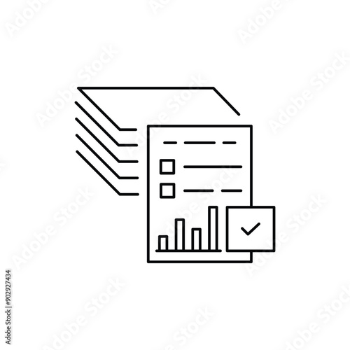 statement review or thin line business report icon. simple linear trend graphic stroke design logotype web lineart element isolated on white. concept of