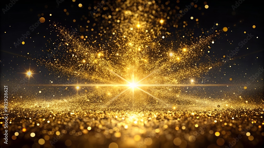 Golden Glitter Explosion on a Black Background AI Generated Golden Glitter Explosion on a Black Background AI Generated