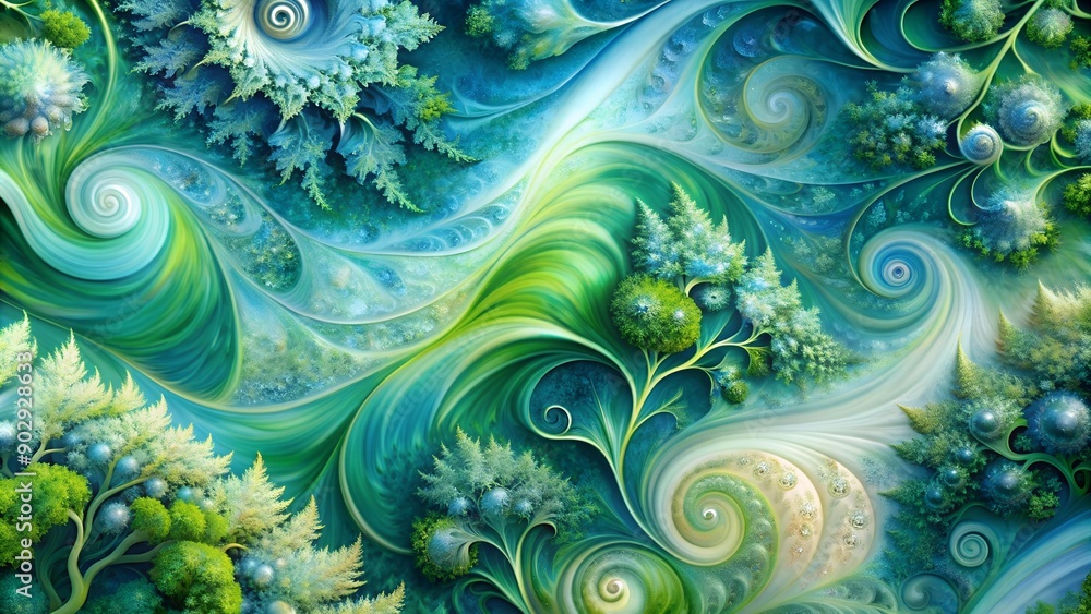 A Tapestry of Abstract Forms in a Serene Palette of Blues and Greens AI generated A Tapestry of Abstract Forms in a Serene Palette of Blues and Greens AI generated