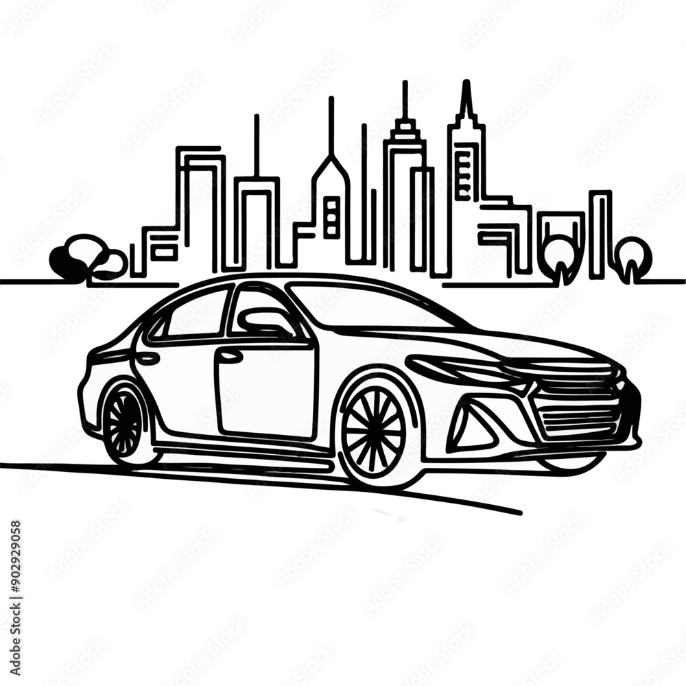 continuous line art car automotive black line draw. continuous line art car automotive black line draw.