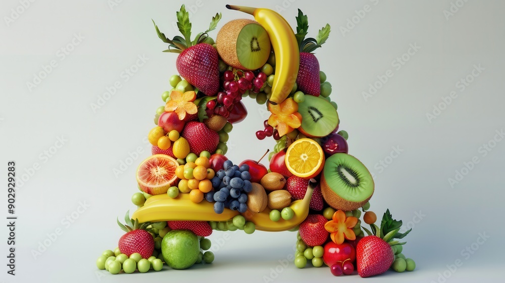 Colorful Alphabet Fruit. Healthy and Educational Concept Colorful Alphabet Fruit. Healthy and Educational Concept