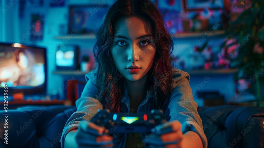 a_woman_playing_video_game a_woman_playing_video_game