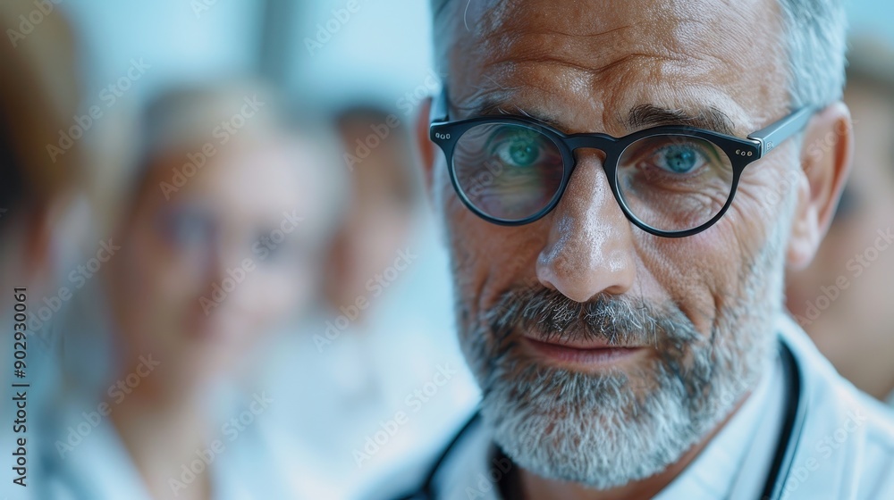 An elder man with glasses, featuring a full beard and smiling expression, captured in a professional environment with a blurred background of people. An elder man with glasses, featuring a full beard and smiling expression, captured in a professional environment with a blurred background of people.
