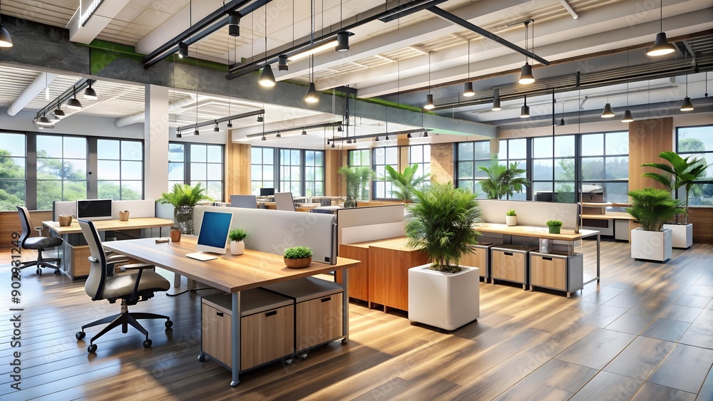 The Collaborative Canvas: An Open Floor Plan Office Embraces Creativity and Innovation AI generated The Collaborative Canvas: An Open Floor Plan Office Embraces Creativity and Innovation AI generated