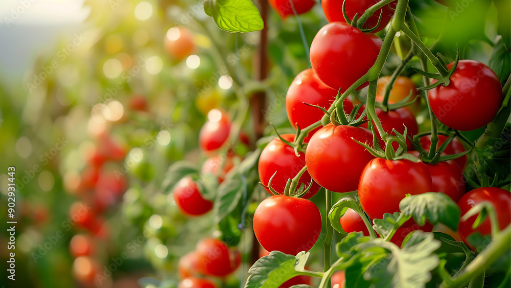 fresh red tomatoes on the tomato tree in the organic farm fresh red tomatoes on the tomato tree in the organic farm