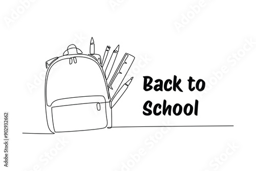 Back to school concept. Single line draw design vector graphic illustration.