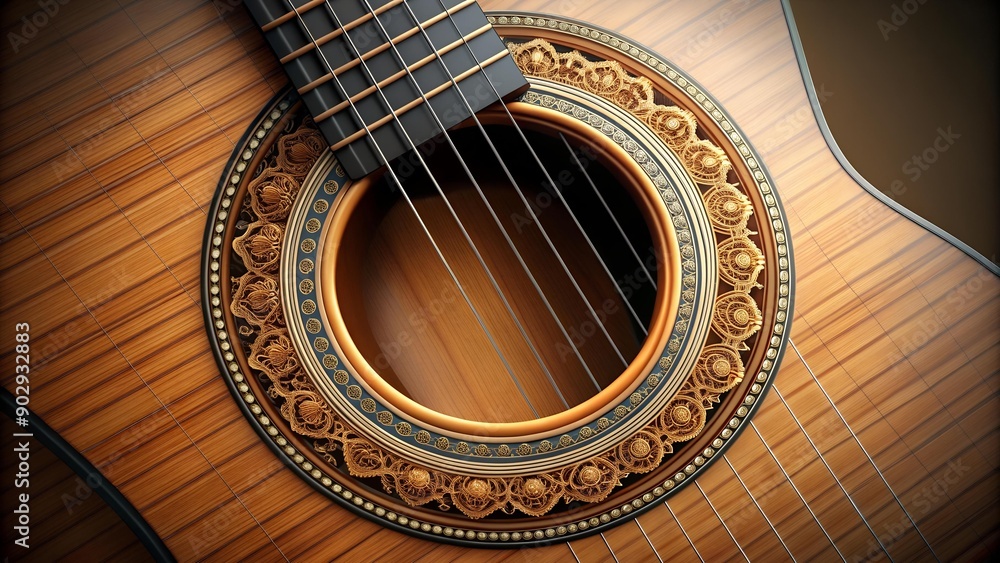A Symphony of Strings: A Detailed Illustration of a Classical Guitar Generative AI A Symphony of Strings: A Detailed Illustration of a Classical Guitar Generative AI