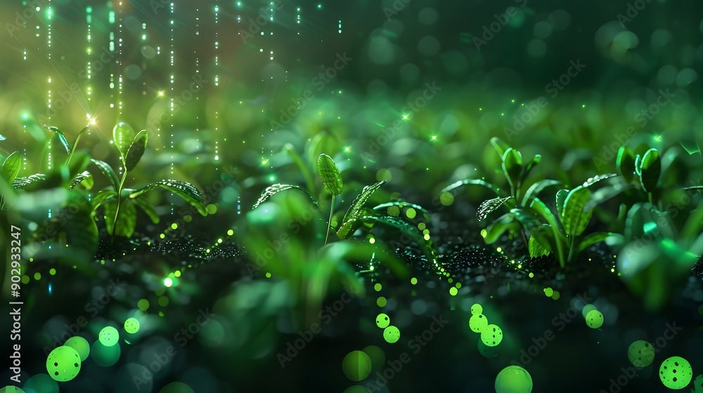 Glowing Cyber Crops in a Futuristic Enchanted Landscape Glowing Cyber Crops in a Futuristic Enchanted Landscape