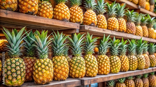 Golden Gleam: A Tropical Market's Pineapple Bounty Generative AI