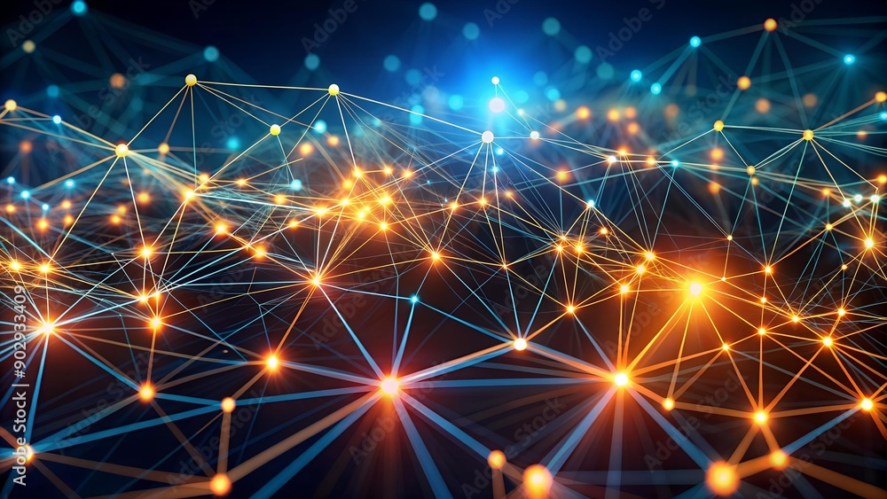 Abstract Network of Glowing Lines and Nodes Generative AI Abstract Network of Glowing Lines and Nodes Generative AI